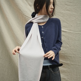 WITHSUUGAR|冬日阿尔巴斯山羊绒纯色细长条围巾 保暖透气