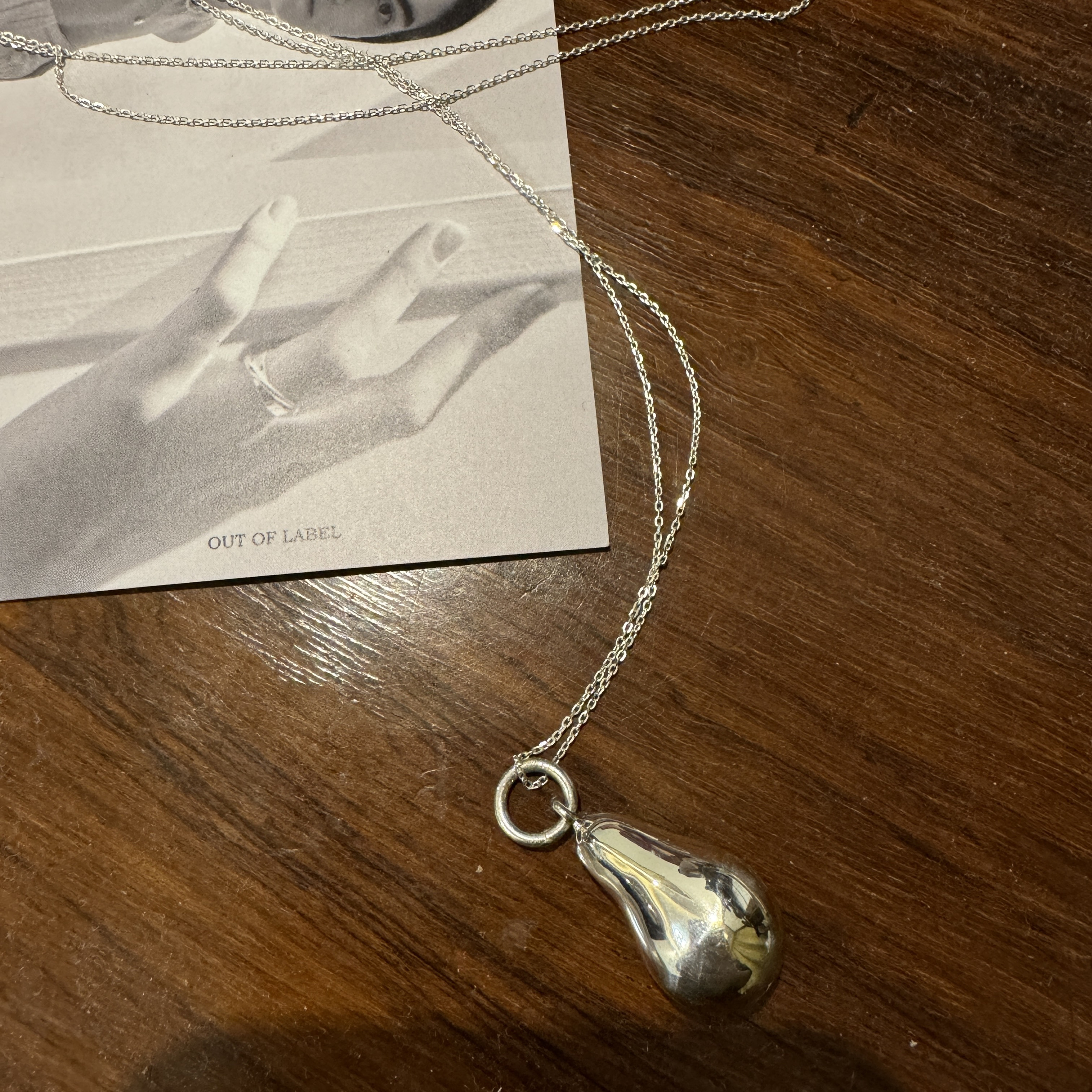 自制韩国out of label通体S925纯银空心大茄子项链happyrim自留款