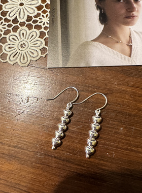 自制韩国out of label通体S925纯银小小爱心耳勾可爱女耳环耳钉