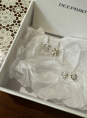 自制韩国博主同款deepbrow同款简约百搭玫瑰通体S925纯银耳钉耳钩