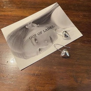 label通体S925纯银爱心心形耳钉耳环happyrim同款 自制韩国out