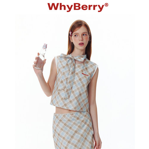 WhyBerry蝴蝶结绑带背心