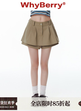 WhyBerry 25SS“夏的际遇”短款A字裙裤复古小个子短裤夏季2025新