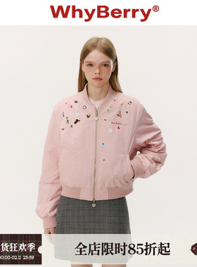 WhyBerry 25AW“BERRY乐园”印花夹棉飞行夹克2025秋冬防风外套