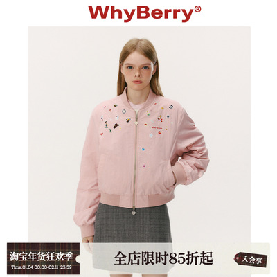 WhyBerry 25AW“BERRY乐园”印花夹棉飞行夹克2025秋冬防风外套