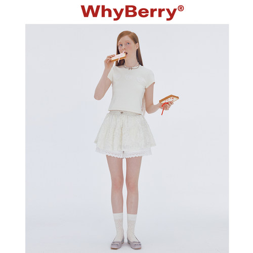 高腰WhyBerry短款蕾丝裙裤