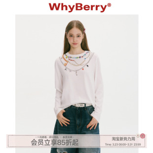 原创链条印花上衣鬼马少女感长袖 夏末回讯 打底 25AW WhyBerry