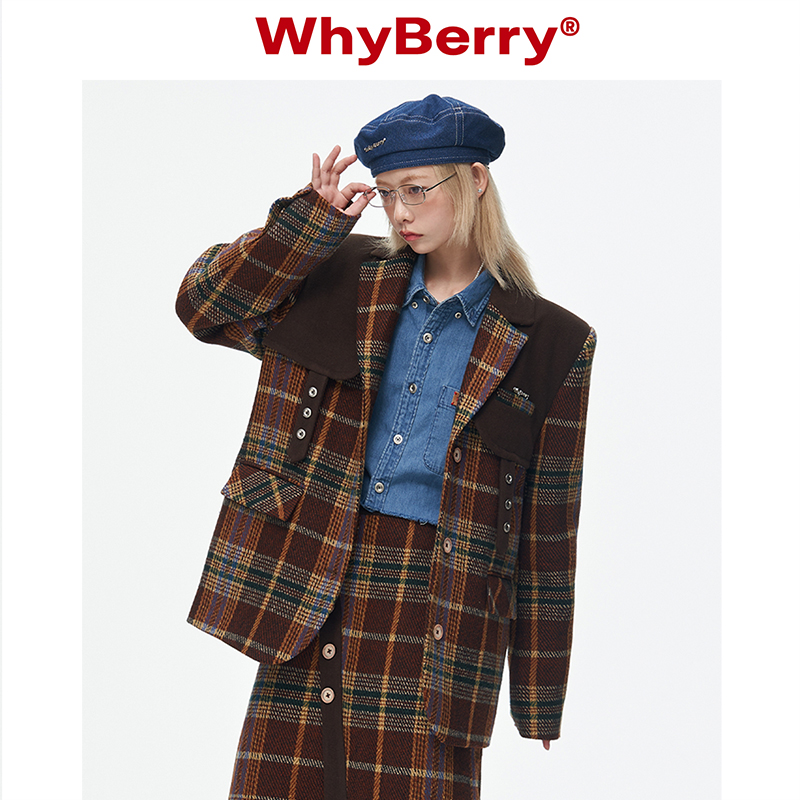 WhyBerry粗毛呢复古西装