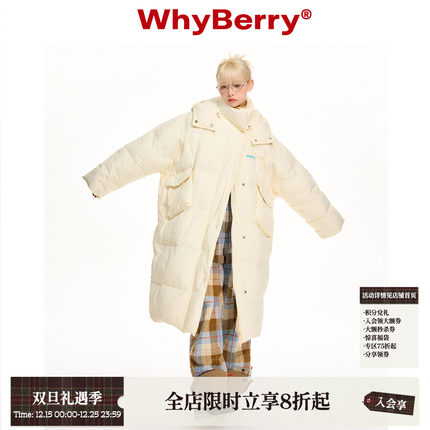 WhyBerry 22AW“保命羽绒”设计感长款羽绒服白色宽松保暖厚外套