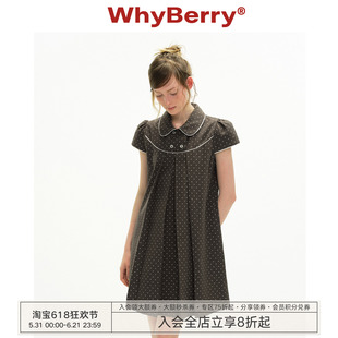 WhyBerry 26SS“迷雾洛可可”复古波点连衣裙女夏小个子显瘦短裙
