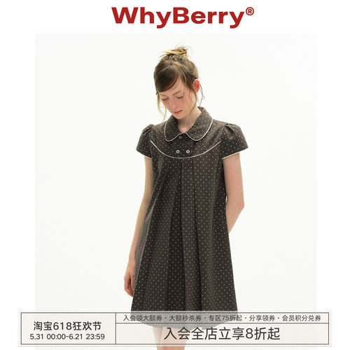 WhyBerry 26SS“迷雾洛可可”复古波点连衣裙女夏小个子显瘦短裙