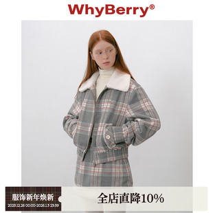 格纹拼接夹棉外套甜酷风秋冬上衣女 莓果可朗芙 WhyBerry 25AW
