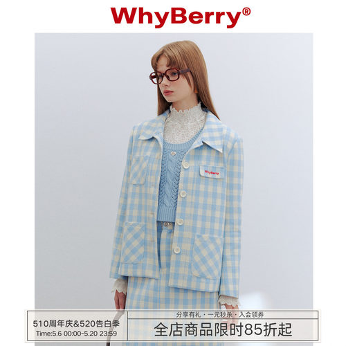 WhyBerry绣花格子外套短外套