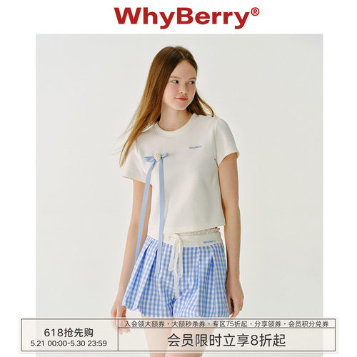WhyBerry 25SS“春日来信”蝴蝶结飘带T恤短袖甜美