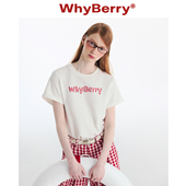 白色字母T恤简约短袖 草莓补丁 宽松上衣休闲风 24SS WhyBerry