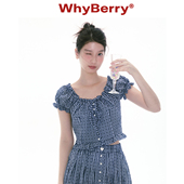 花苞短上衣女夏套装 WhyBerry 浅色系一字领衬衫 心动假日 25SS
