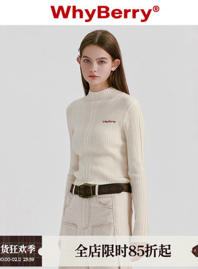 WhyBerry 23AW“可机洗羊毛”纯色长袖打底女T恤衫内搭外穿短上衣