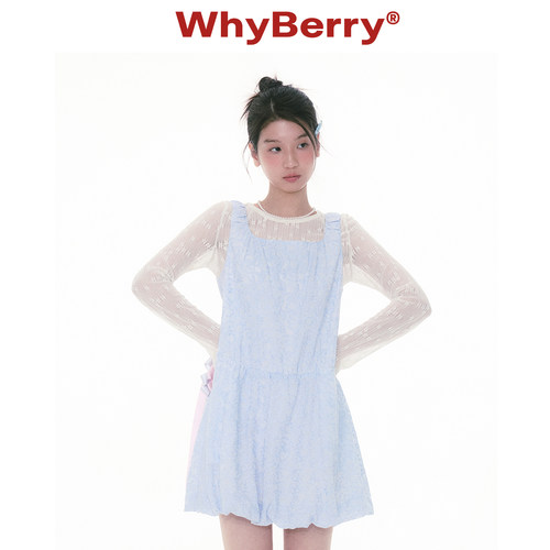 WhyBerry 25SS“春的芭蕾”U领休闲连衣裙宽松防走光裙子女夏季
