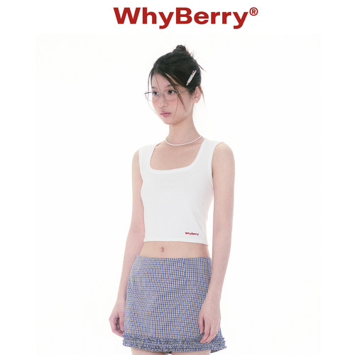 WhyBerry 25SS“夏天”纯色U领小背心短款收腰露腰吊带原创少女风