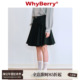 庄园蝶影 WhyBerry 24SS A字百褶小短裙蝴蝶结半裙黑色密织绣花