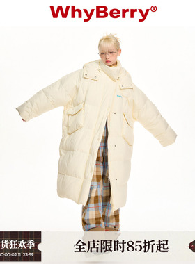 WhyBerry 22AW“保命羽绒”设计感长款羽绒服白色宽松保暖厚外套