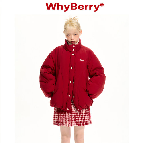 WhyBerry红色羽绒服厚外套灰色