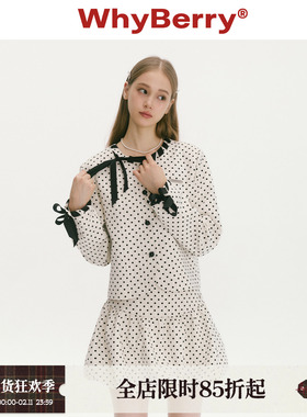 WhyBerry 25AW“小夜百合”千金风短款上衣波点韩系早秋外套/半裙