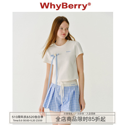 WhyBerry 25SS“春日来信”蝴蝶结飘带T恤短袖甜美