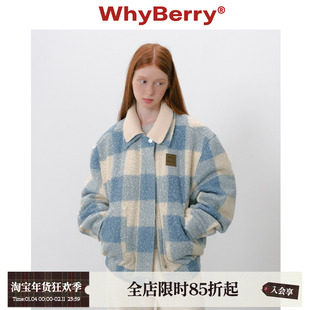 WhyBerry 25AW“海盐华夫饼”格纹夹棉厚外套oversize棒球服秋冬