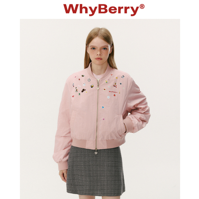 WhyBerry 25AW“BERRY乐园”印花夹棉飞行夹克2025秋冬防风外套