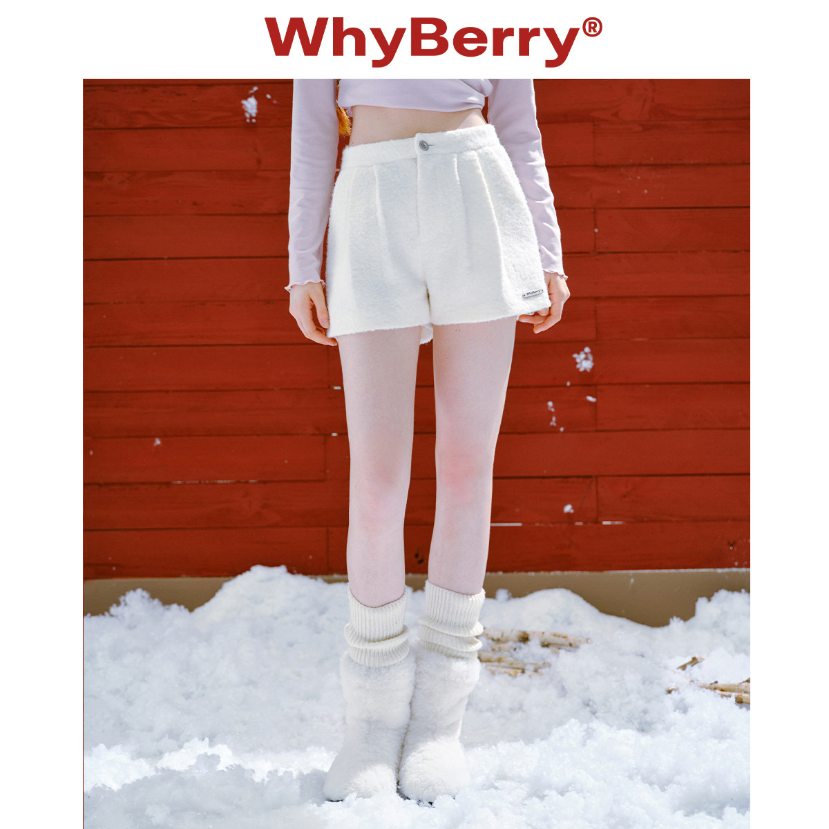WhyBerry 24AW“椰蓉可可”羊羔绒A字短裤裙裤2024圣诞秋冬款
