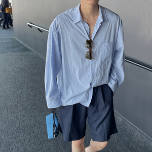 FEFFET夏日清凉宽松冷感可做防晒长袖衬衫 蓝 S140/P65 控98图片