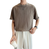 轻熟风冰丝面料男士短袖TEE黑ST74P48/控78，男装T恤，电商A242