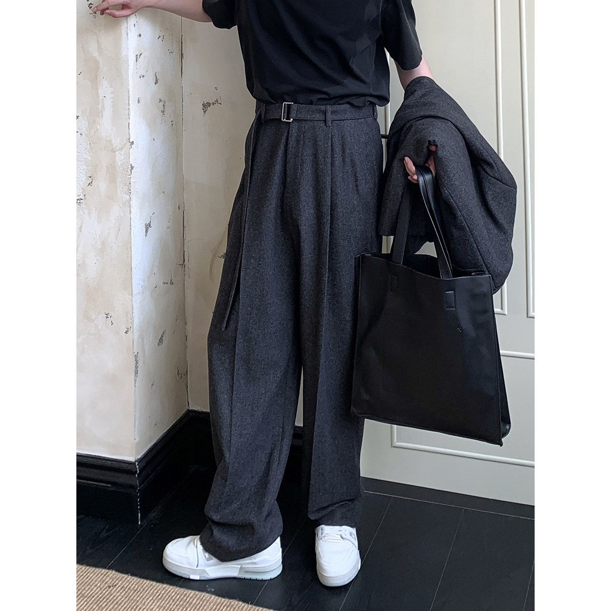 50羊毛男士宽松腰带西裤K221/P115控148,男装西裤,电商A242