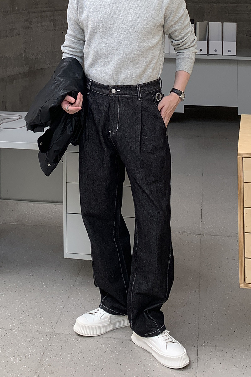 腰间裤袢设计时尚宽松休闲牛仔裤N08/P88控138,男装牛仔裤,电商A242