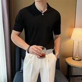 平驳领冰丝针织短袖POLO衫绿色ST58/P68控98，男装T恤，电商A242