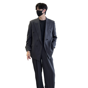 轻薄宽松版型双排扣男士西装 黑色 X223/P165 控198图片