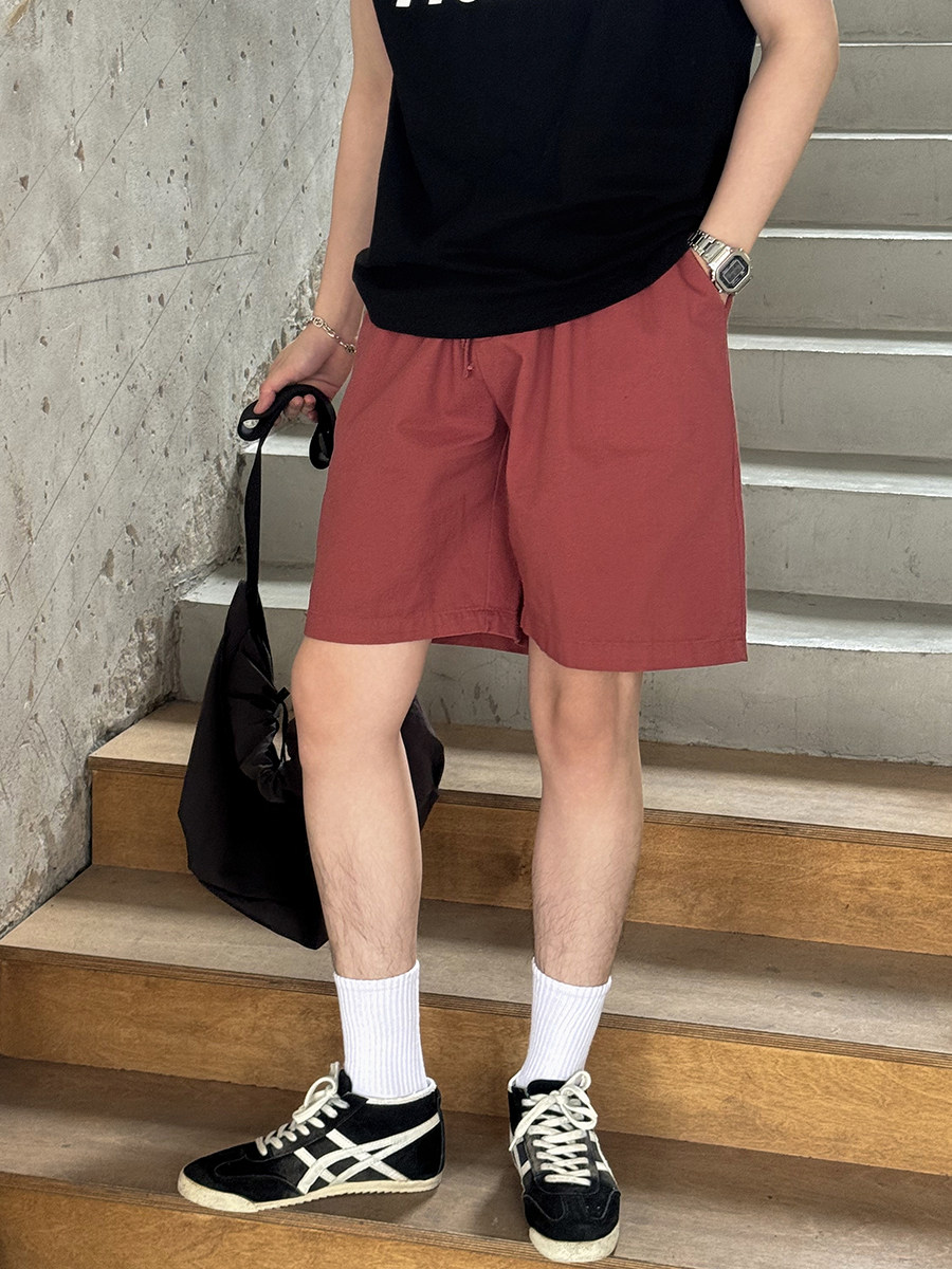 全棉宽松抽绳休闲短裤 红 K205/P55 控85图片
