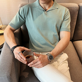 平驳领冰丝针织短袖POLO衫绿色ST58/P68控98，男装T恤，电商A242
