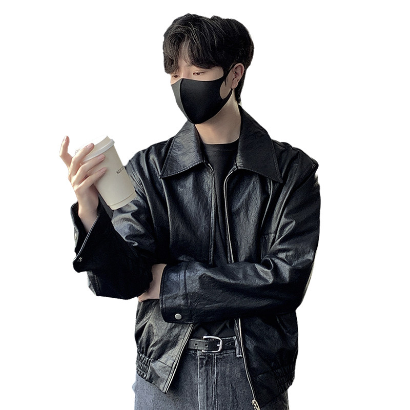 简约款男士大翻领皮夹克J24/P148控188,男装皮衣,电商A242