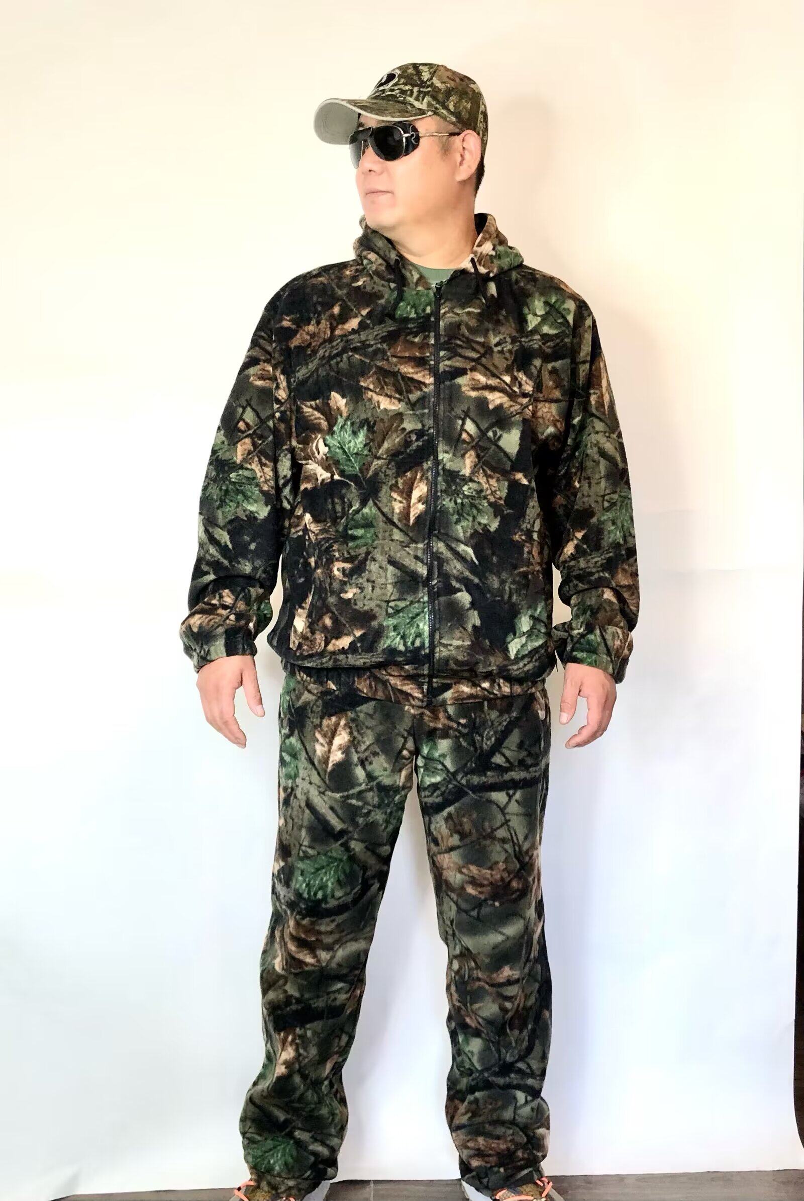 水木山户外雷明顿摇粒仿生迷彩抓绒打猎服伪装狩猎摄鸟吉利服套装