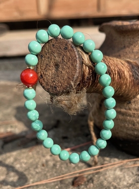 腕间山水绿松石手串红玛瑙手链转运佛珠能量手串叠戴手链新中式