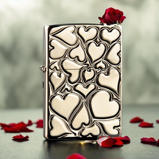 包邮原装正品ZIPPO 防风煤油打火机 FILL LOVE 玫瑰金爱心