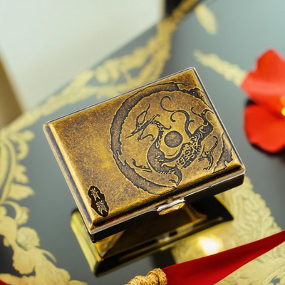包邮正品双枪【四神兽之青龙】16支纯铜复古烟盒 超薄 创意自动