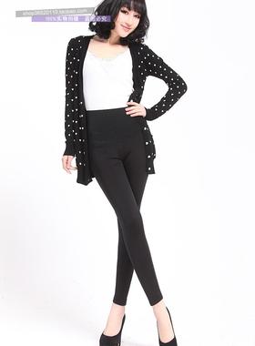 断码清仓大甩卖 丽维 女 高腰黑色光面打底保暖靴裤 L 3647