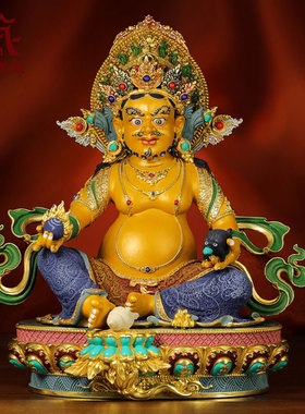 彩绘黄财神铜像桌面摆件