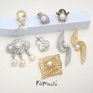 Rimmoto淡水珍珠胸针复古气质晚会西服装饰简约典雅礼服小红书款