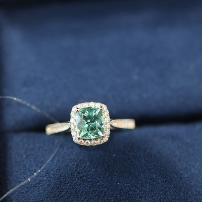 年货彩宝 白18k金lagoon碧玺冰糖钻石戒指 直播专拍不退改