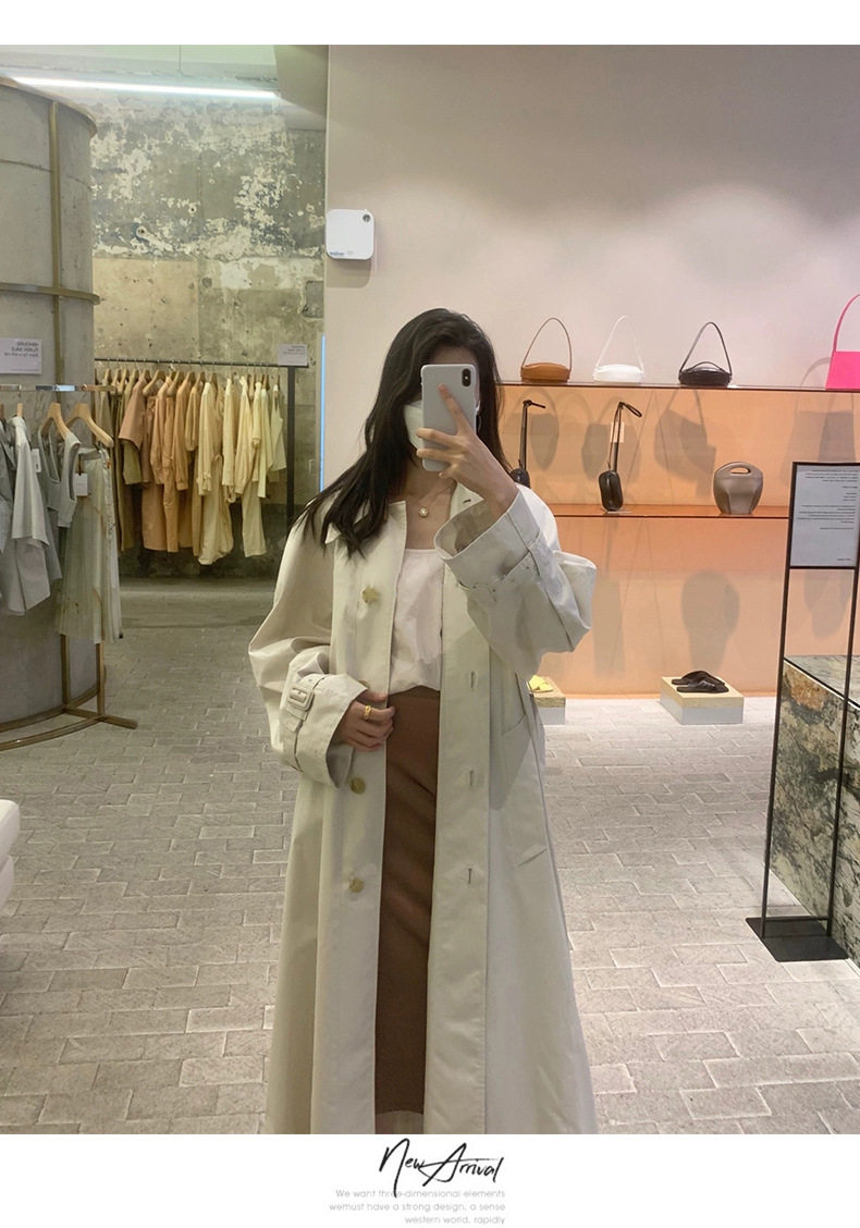 틈새 LOW CLASSIC 랩 디자인 벨트 롱 루즈 실루엣 윈드 브레이커 라펠 봄 가을 여성 자켓