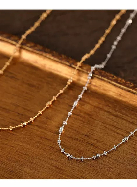 榕树下S925银镀K金法式仙女满天星项链女轻奢新爆款镭射珠锁骨链